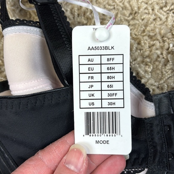 NWT Freya black mode underwire padded half cup bra sz 30H - Picture 6 of 7